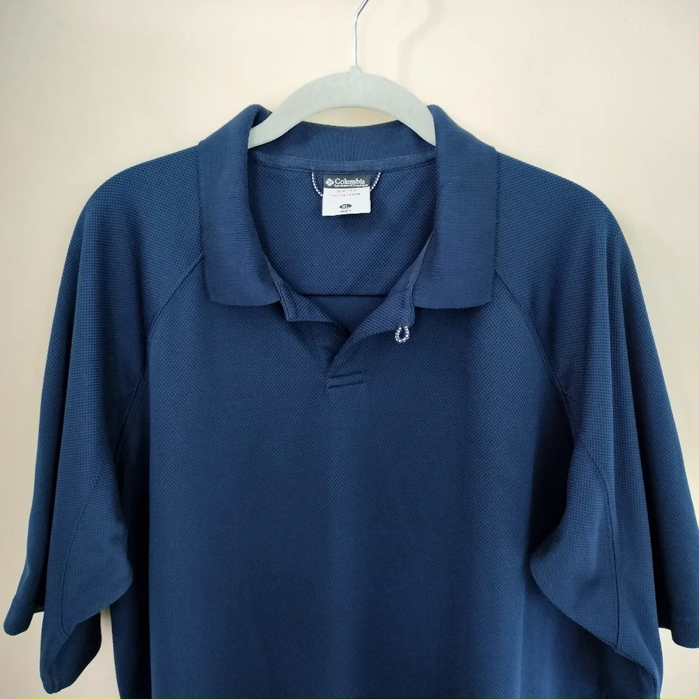 Columbia XCO Performance Mens Navy Polo Shirt XL Golf Hiking Camping Outdoors
